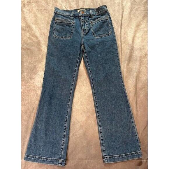 Madewell Womens Mid Rise Kick Out Crop Jeans Bootcut Medium Wash Blue 28 NWOT - Picture 2 of 9